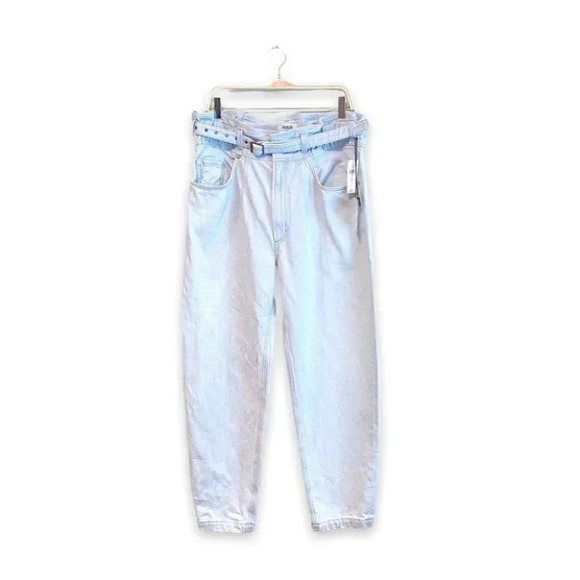 NWT AGOLDE Riya Belted Paperbag Mom Jeans in Connie Blue Light Wash Size 30 - Picture 7 of 12
